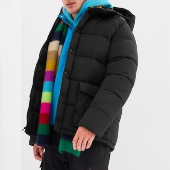 GAP Hooded Puffer Jacket True Black Size Large NWT